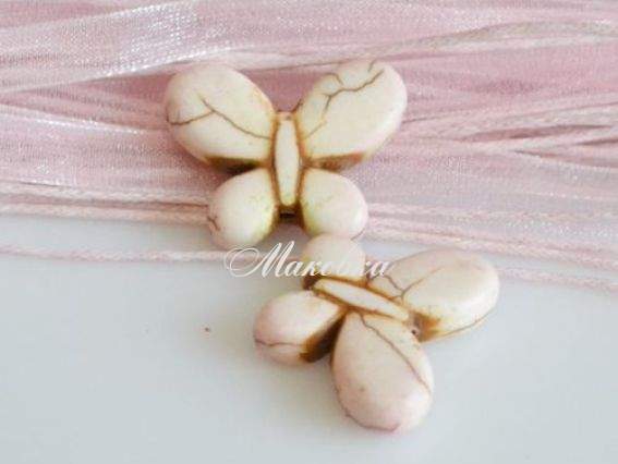 Бусина БК-023 -7 бирюза Бабочка белая24х19мм, 1 шт Бусина БК-023 -7 бирюза Бабочка белая24х19мм, 1 шт