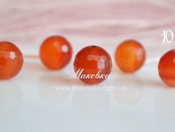 Бусина БК-39 Агат граненный, 10 мм, 1 шт, красный (рыжий) Бусина БК-39 Агат граненный, 10 мм, 1 шт, красный (рыжий)