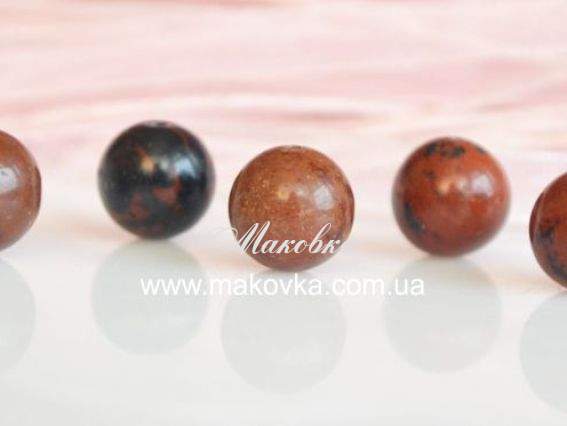 Бусина БК-45 Обсидиан красное дерево, шар, 1 шт Бусина БК-45 Обсидиан красное дерево, шар, 1 шт