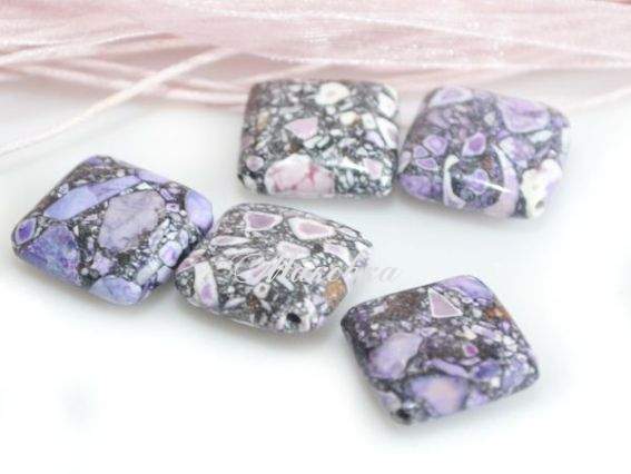 Бусина БК-55 Бирюза мозаика, ромб 25 мм, 1 шт, сиреневая Бусина БК-55 Бирюза мозаика, ромб 25 мм, 1 шт, сиреневая