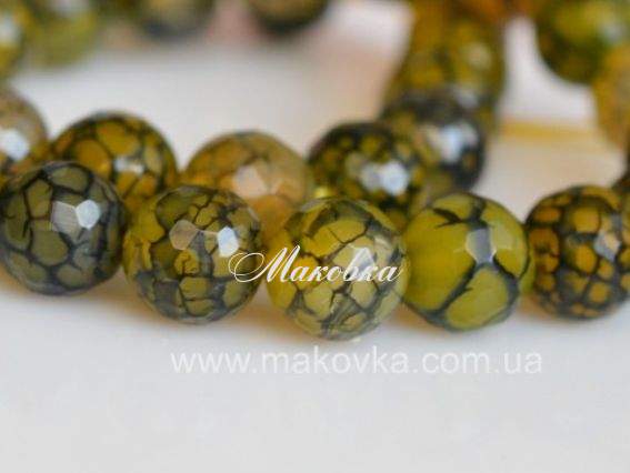 Бусина БК-57 агат Вены дракона, шар 10 мм, граненная, 1 шт Бусина БК-57 агат Вены дракона, шар 10 мм, граненная, 1 шт
