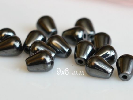 Бусина БК-62, гематит Капля 9х6 мм, 1 шт Бусина БК-62, гематит Капля 9х6 мм, 1 шт