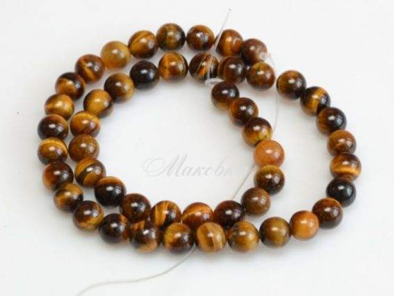 Бусины НК-85 Тигровый глаз Шар 8 мм, 1 низка Бусины НК-85 Тигровый глаз Шар 8 мм, 1 низка