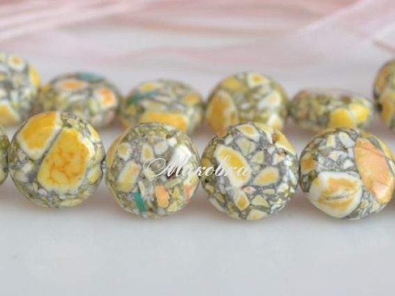 Бусина БК-70 Бирюза мозаика, круг, 1 шт, желтая Бусина БК-70 Бирюза мозаика, круг, 1 шт, желтая