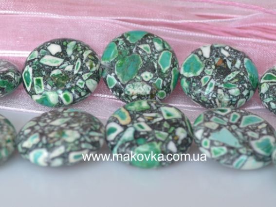 Бусина БК-72 Бирюза мозаика, круг 20 мм, 1 шт, серо-зеленая Бусина БК-72 Бирюза мозаика, круг 20 мм, 1 шт, серо-зеленая