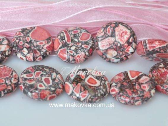 Бусина БК-73 Бирюза мозаика, круг 20 мм, 1 шт, серо-красная Бусина БК-73 Бирюза мозаика, круг 20 мм, 1 шт, серо-красная