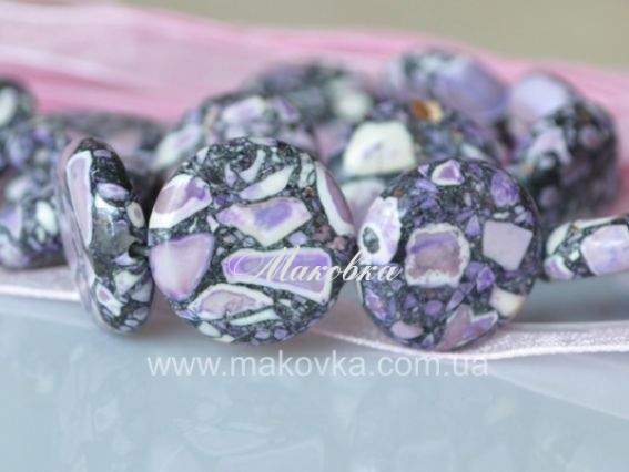 Бусина БК-74 Бирюза мозаика, круг 20 мм, 1 шт, серо-сиреневая Бусина БК-74 Бирюза мозаика, круг 20 мм, 1 шт, серо-сиреневая