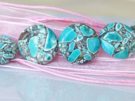 Бусина БК-79 Бирюза мозаика, круг 16 мм, 1 шт, серо-голубая Бусина БК-79 Бирюза мозаика, круг 16 мм, 1 шт, серо-голубая