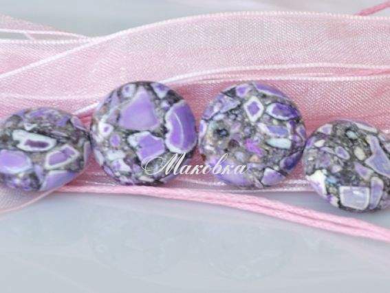 Бусина БК-80 Бирюза мозаика, круг 16 мм, 1 шт, серо-сиреневая Бусина БК-80 Бирюза мозаика, круг 16 мм, 1 шт, серо-сиреневая