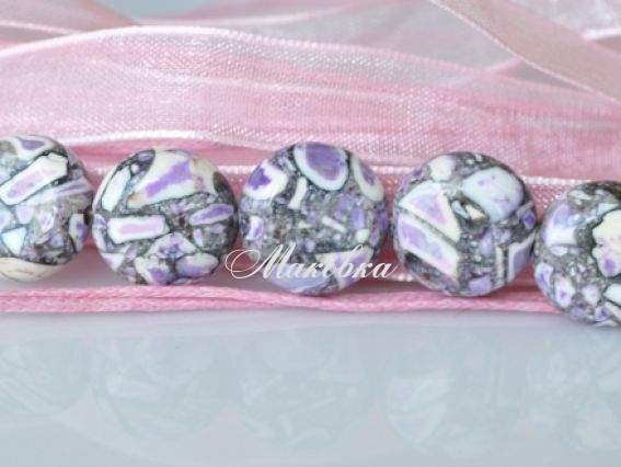 Бусина БК-83 Бирюза мозаика, круг 12-14 мм, 1 шт, серо-сиреневая Бусина БК-83 Бирюза мозаика, круг 12-14 мм, 1 шт, серо-сиреневая