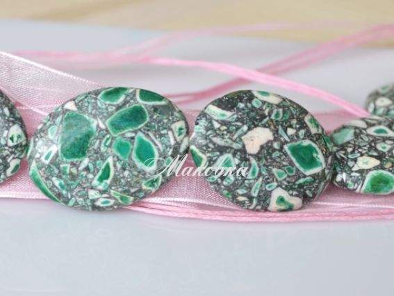 Бусина БК-88 Бирюза мозаика, овал 35х25 мм, 1 шт, серо-зеленая Бусина БК-88 Бирюза мозаика, овал 35х25 мм, 1 шт, серо-зеленая