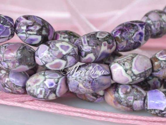 Бусина БК-90 Бирюза мозаика, зерно 10х8 мм, 1 шт, сиреневая Бусина БК-90 Бирюза мозаика, зерно 10х8 мм, 1 шт, сиреневая