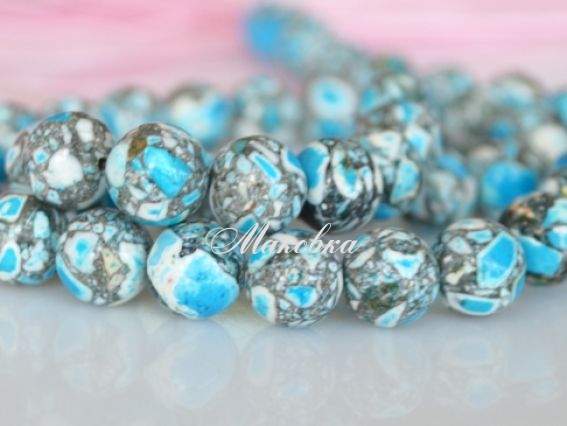 Бусина БК-91 Бирюза мозаика, шар 8 мм, 1 шт, серо-голубая Бусина БК-91 Бирюза мозаика, шар 8 мм, 1 шт, серо-голубая