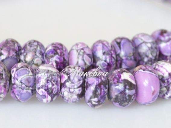 Бусина БК-92 Бирюза мозаика, рондель 10х6 мм, 1 шт, серо-сиреневая Бусина БК-92 Бирюза мозаика, рондель 10х6 мм, 1 шт, серо-сиреневая