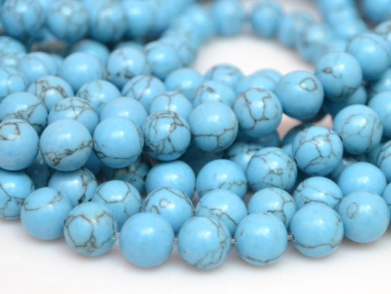 Бусина БК-93 бирюза, шар 10 мм, 1 шт, голубая с черными прожилками Бусина БК-93 бирюза, шар 10 мм, 1 шт, голубая с черными прожилками