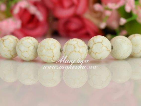 Бусина БК-101 Бирюза белая с коричневыми прожилками, шар 10 мм Бусина БК-101 Бирюза белая с коричневыми прожилками, шар 10 мм