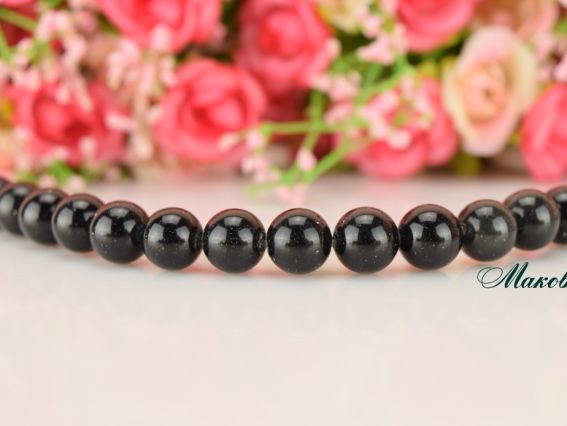 Бусина натуральная БК-111, Обсидиан ЧЕРНЫЙ, шар 10 мм, 1 шт