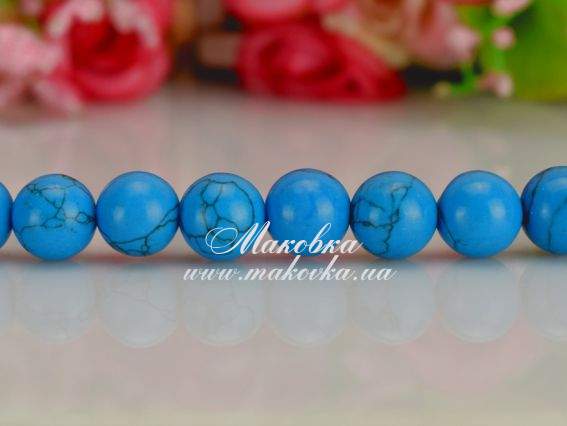 Бусина БК-112 Бирюза синтетическая, шар 10 мм темно-бирюзовая, 1 шт