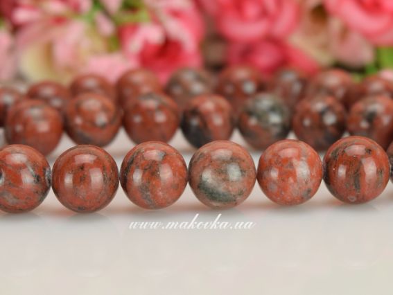 Бусина из Джаспер кунжут БК-113, шар 12 мм , 1 шт