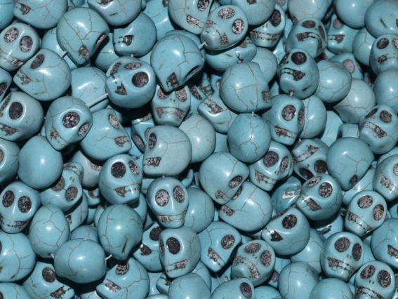 Бусина Череп №03, бирюза, 18х17х15 мм