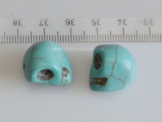Намистина Череп бірюза, 18х17х15 мм №03