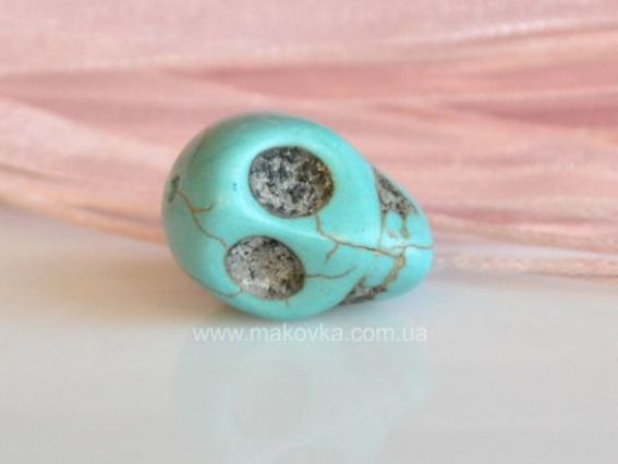 Намистина Череп бірюза, 18х17х15 мм №03