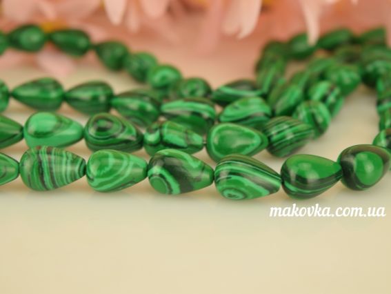 Бусина БК-126 Малахит синтетический Капля 10х14 мм  Бусина БК-126 Малахит синтетический Капля 10х14 мм 