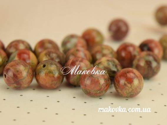Бусина БК-130 Яшма Брекчиевидная, шар 10 мм  Бусина БК-130 Яшма Брекчиевидная, шар 10 мм 