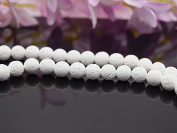 Намистина з лави біла Куля 8 мм, БК-132