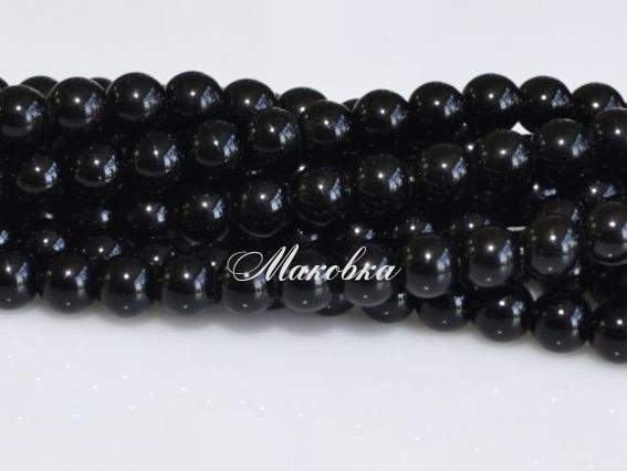 Бусины НК-52 черный камень 6 мм 1 низка Бусины НК-52 черный камень 6 мм 1 низка