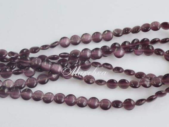 Бусины НК-57 Кошачий глаз Плоская круглая 1 низка Бусины НК-57 Кошачий глаз Плоская круглая 1 низка