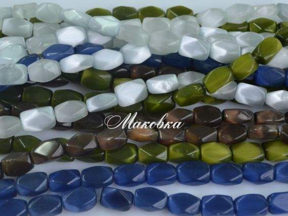 Бусины НК-63 Кошачий глаз Многогранная 1 низка Бусины НК-63 Кошачий глаз Многогранная 1 низка