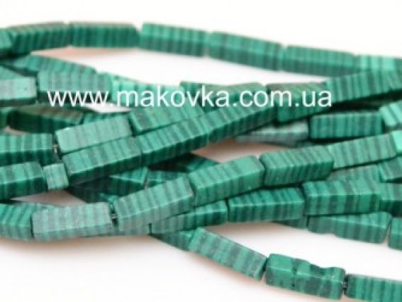 Бусины НК-79 Малахитовые, брус, 12х4 мм, низка Бусины НК-79 Малахитовые, брус, 12х4 мм, низка