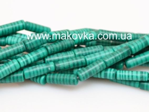Бусины НК-80 Малахитовые, цилиндр, 8х4 мм, низка Бусины НК-80 Малахитовые, цилиндр, 8х4 мм, низка