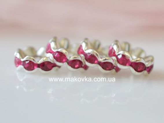 Рондель плоский Волна со стразами, 10 мм, серебро с розовым 5 шт/уп Рондель плоский Волна со стразами, 10 мм, серебро с розовым 5 шт/уп