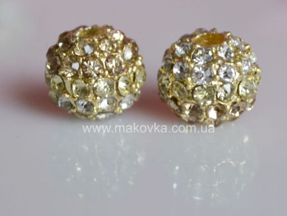 Бусина со стразами Шамбала двухцветная 10х8 мм светло-желтая Бусина со стразами Шамбала двухцветная 10х8 мм светло-желтая