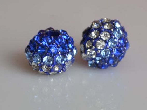 Бусина со стразами Шамбала двухцветная 10х8 мм синяя Бусина со стразами Шамбала двухцветная 10х8 мм синяя