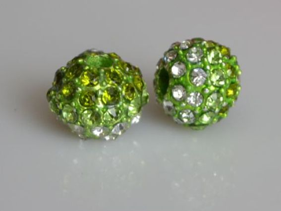 Бусина со стразами Шамбала двухцветная 10х8 мм салатовая Бусина со стразами Шамбала двухцветная 10х8 мм салатовая