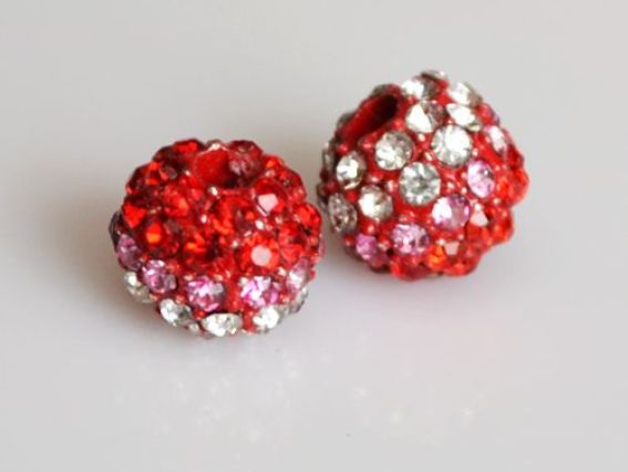 Бусина со стразами Шамбала двухцветная 10х8 мм красная Бусина со стразами Шамбала двухцветная 10х8 мм красная