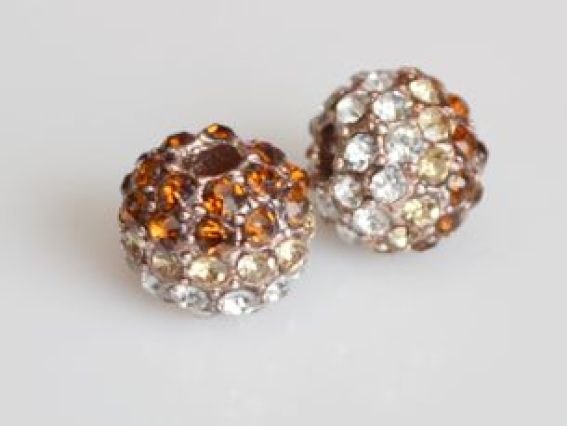 Бусина со стразами Шамбала двухцветная 10х8 мм коричневая Бусина со стразами Шамбала двухцветная 10х8 мм коричневая