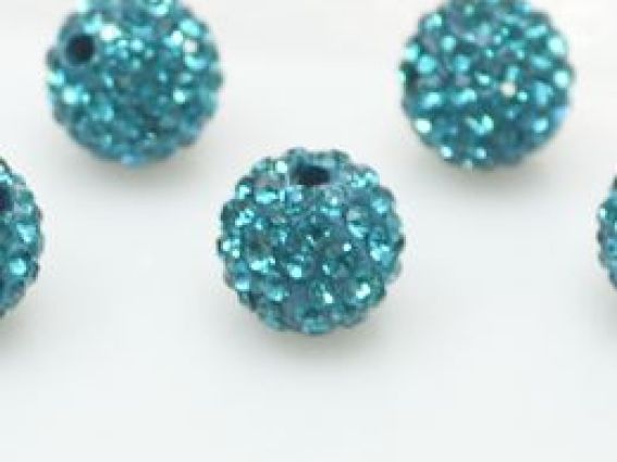Бусина со стразами Шамбала 10 мм ярко-голубая Бусина со стразами Шамбала 10 мм ярко-голубая
