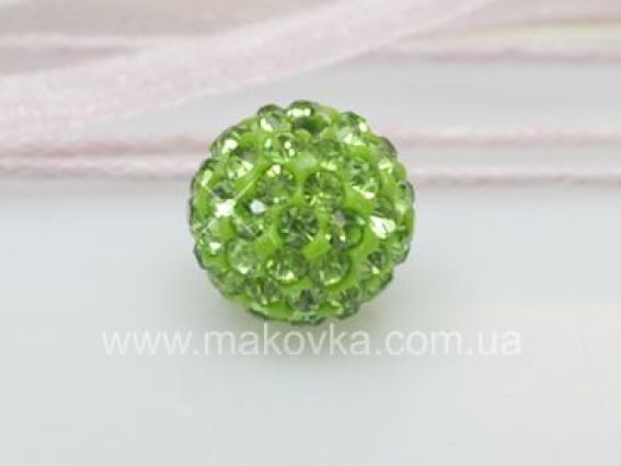 Бусина со стразами Шамбала 10 мм зеленая Бусина со стразами Шамбала 10 мм зеленая