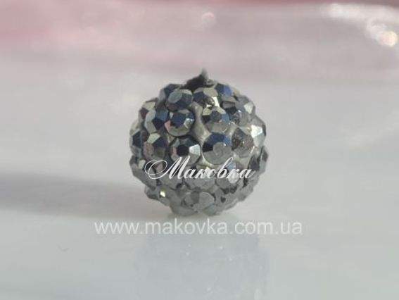 Бусина со стразами Шамбала 10 мм (А) черная (гематит)