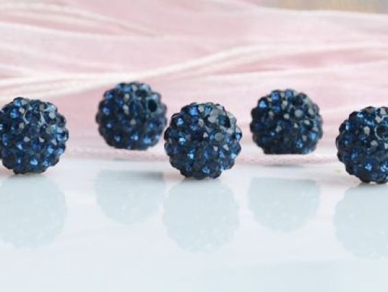 Бусина со стразами Шамбала 10 мм (А) темно-синий (монтана) Бусина со стразами Шамбала 10 мм (А) темно-синий (монтана)