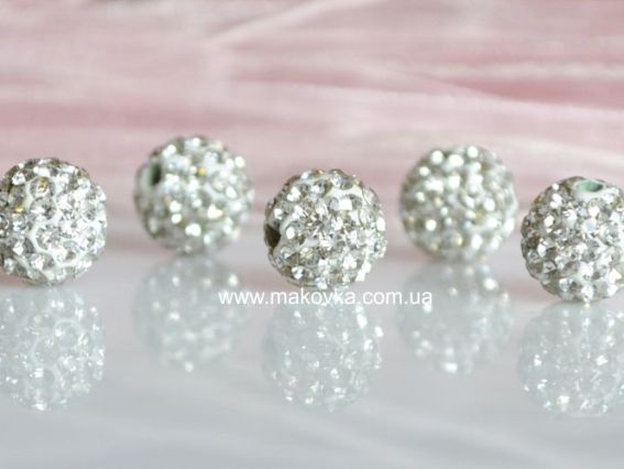 Бусина со стразами Шамбала 10 мм (А) белая Бусина со стразами Шамбала 10 мм (А) белая
