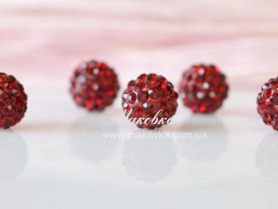 Бусина со стразами Шамбала 10 мм (А) бордовая (сиам)