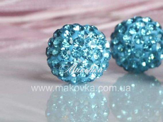 Бусина со стразами Шамбала 12 мм голубая (аквамарин) Бусина со стразами Шамбала 12 мм голубая (аквамарин)