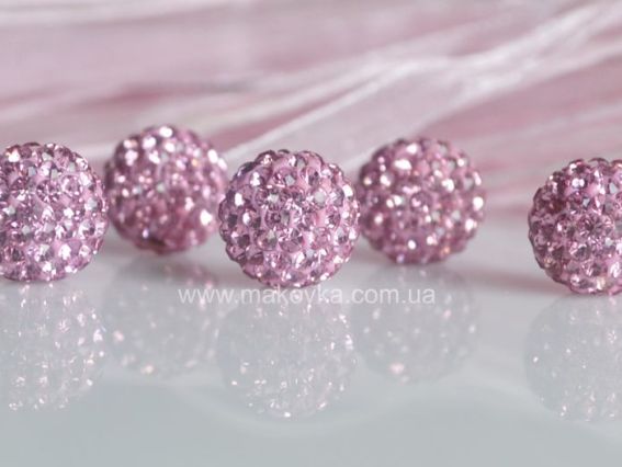 Бусина со стразами Шамбала 12 мм светло-розовая Бусина со стразами Шамбала 12 мм светло-розовая