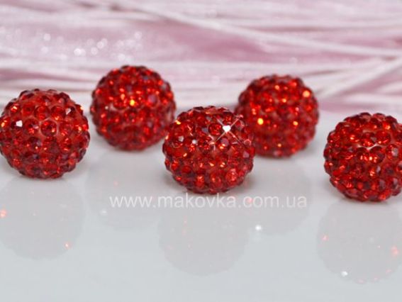 Бусина со стразами Шамбала 12 мм красная Бусина со стразами Шамбала 12 мм красная
