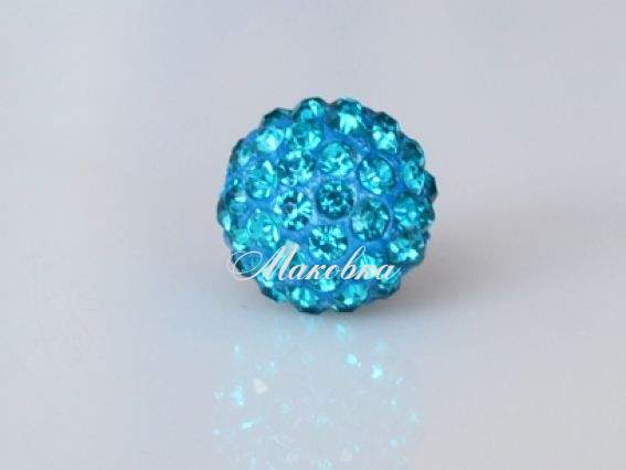 Бусина со стразами Шамбала 12 мм Бирюзовая